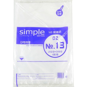 ＬＤ規格袋　０２　紐付（ＮＯ．１３）２６×３８ｃｍ　１００枚入り